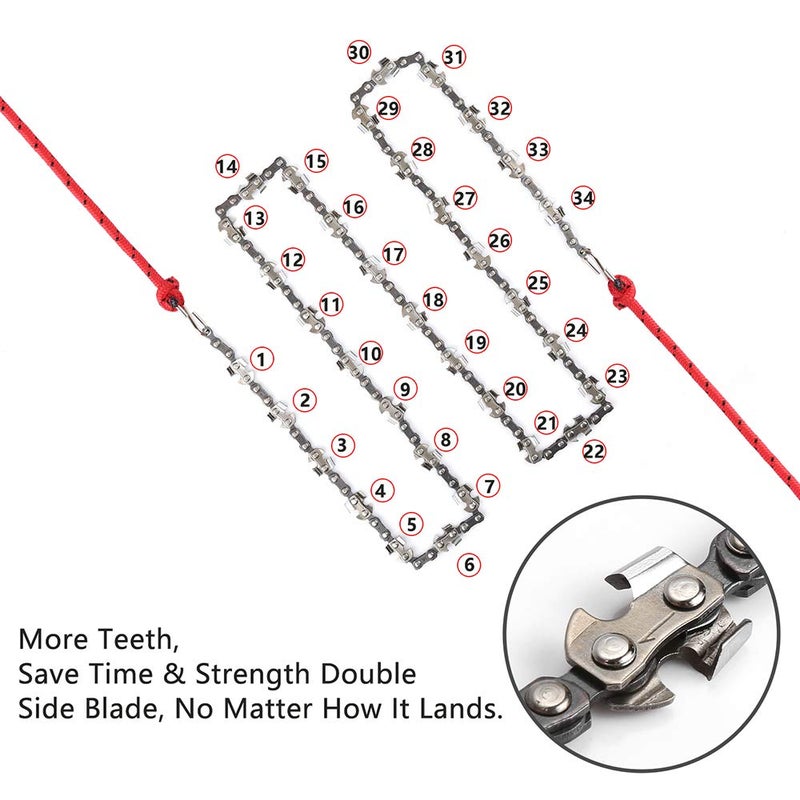 Skyocean Hand Chain Saw for High Limb Tree Branch with 50 Inch Long Chainsaw 34 Blades on Double Sides and Two 5M Ropes, Easy for Cutting High Branch Upon 7M, Perfect Survivalist Tool & Camping Garden Gear. - Image 2